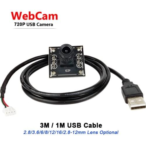 720P USB Camera Module CMOS Micro Mini USB2.0 Webcam for Android Windows Linux Mac Computer PC Laptops 1M/3M USB Cable Can Choos