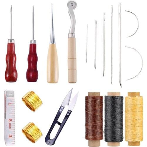 LMDZ Leather Sewing Kit With Sewing Needles Awl Waxed Thread Thimble And Other Leather Craft Tools Repairing DIY Tool Set