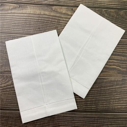 Set of 12 Handkerchiefs White Linen Tea Towel 14"x22"Cloth Guest Hand Dish Kitchen Bathroom Towels Hemstitched Edges