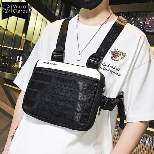 Hip Hop Reflection Mens Chest Bag Trend Streetwear Vest Bag Function Tactical Rig Bags for Men Large Capacity Murse Phone Bag