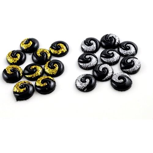 New Fashion 40pcs 12mm Black and white and Gold Color Tai Chi type Flat back Resin Cabochons Cameo