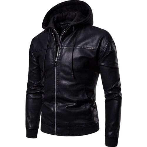 New Mens Hooded LeatherJackts Liner Detachable, Two-piece Leather Jacket