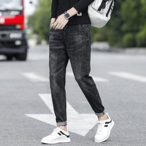 2021 New High Quality Casual Slim Stretch Men Black Denim Jeans, Men Skinny Straight Pencil Pants