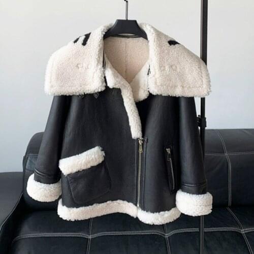 2020 Winter New Merino Lamb Fur One Body Coat Female Leather Scooter Turkey Fur Trend Coats and Jackets Women Fur Coat Jacket
