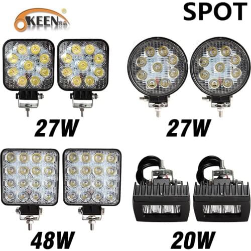 OKEEN 2pcs 20W 27W 48W 4inch LED Light Bar LED Offroad LED Work Light Car 4WD Truck Tractor Boat Trailer 4x4 SUV ATV 12V Spot