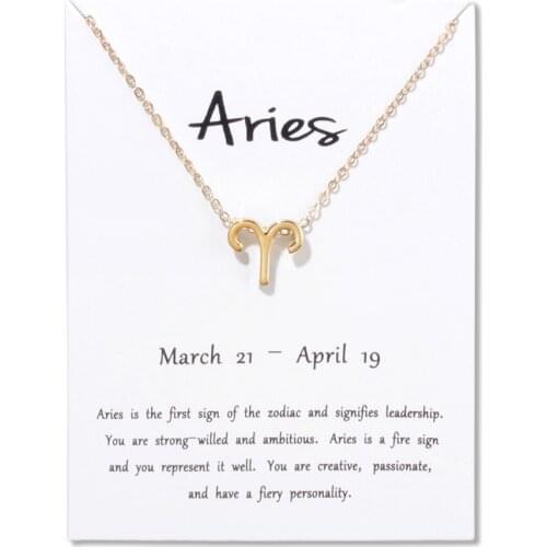 12pcs Message Card 12 Constellations Necklace Woman Jewelry 12 Zodiac Sign Tag Pendant Necklace Birthday Gifts