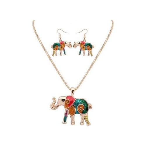 Metal Alloy elephant Jewelry Choker Enamel Necklace Chain Collar Pendant Fashion For Women