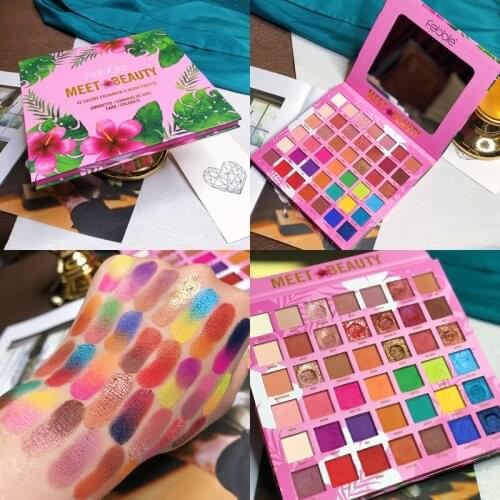 FEBBLE 42 Colors Glitter Shimmer Matte Fruit Pie Filling Eyeshadow Palette Eyes Makeup Vibrant Bright Shades Pigment Eye Shadow