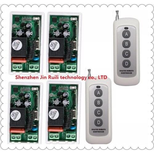 AC 220V 1 CH RF Wireless Remote Control Switch 4 receiver+2 transmitter Simple connection JRL-2209