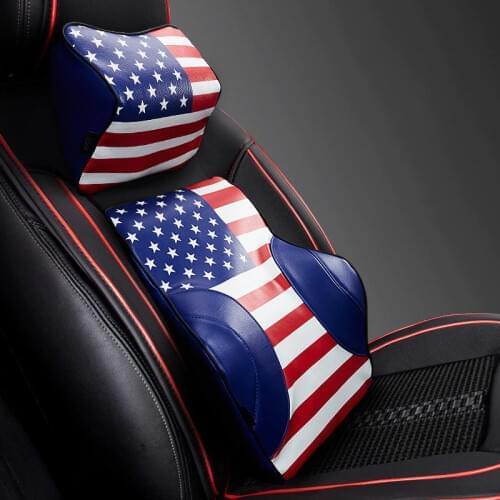 PU Leather Car Seat Supports Auto Seats For Car Headrest Waist Memory Foam Neck Pillow Seats Sets Decor Interior Accessories