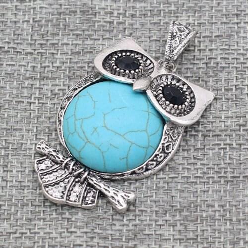 Natural Stone Crystal Agates Charms Owl Black Shell Quartz Pendant for Jewelry Making DIY Necklace Accessory Gift Size 30x55mm