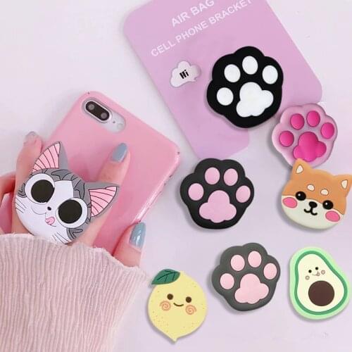 Luxury cute cartoon animal airbag mobile phone extension frame finger bracket rabbit panda universal fold mobile phone bracket