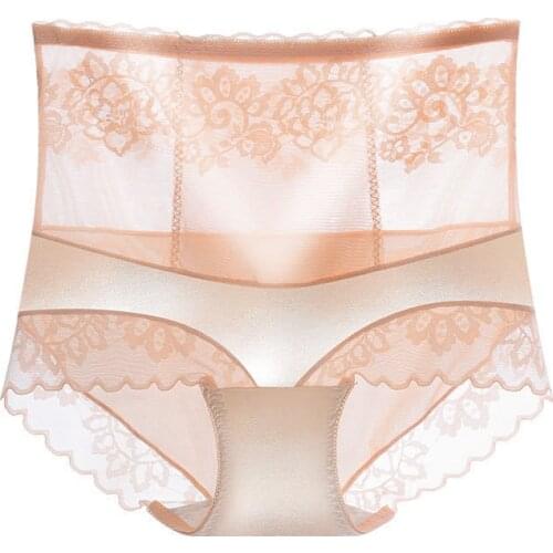 Sexy Lace Forudesigns Underwear Plus Size High Waist Seamless Antibacterial Cotton Crotch Abdomen Breathable Panties Women