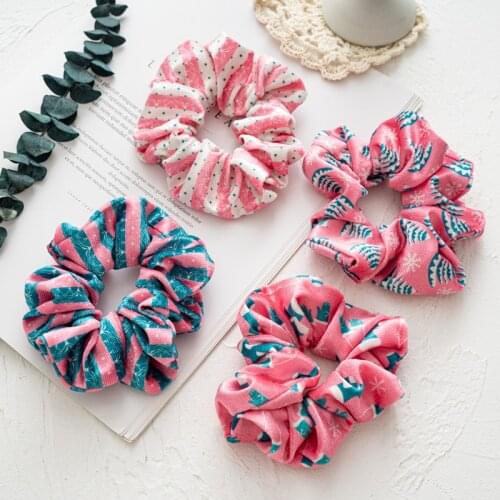 Winter Autumn Fashion Good Quality Velvet Scrunches Bands Christmas Festival Hair Rubber Bands Pink Green Series Hair Accessory