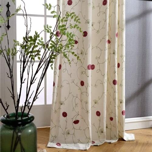 Modern Floral Embroidered Curtains for Bedroom Purple Blue Flower Simple Pastoral Parlor Window Treatment Drapes