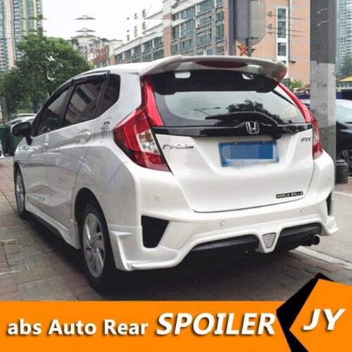 For HONDA FIT Spoiler 2014-2016 jazz spoiler High Quality ABS Material Car Rear Wing Primer Color Rear Spoiler