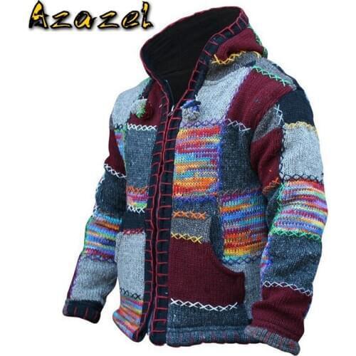 Hooded Sweatercoat Knitted Mens Cardigan Coats Winter Clothes European Style Outwear Vintage Mens Hoodies Sweater Plus Size 5XL