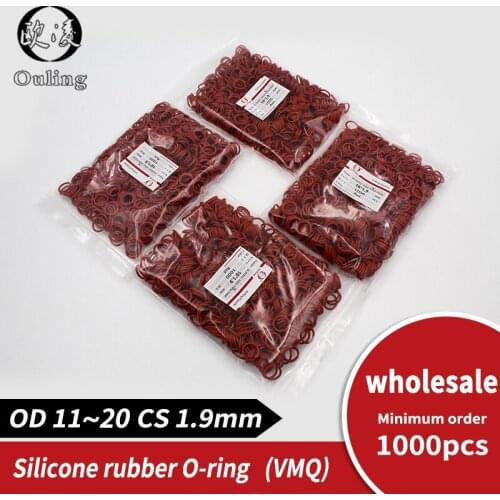 Red Silicon 1000PCS/lot 1.9mm Thickness O-ring Silicone/VMQ OD11/12/13/14/15/16/17/18/19/20mm O Ring Gasket Washer Seal Rubber
