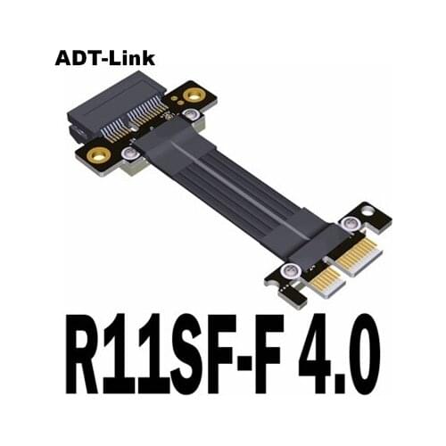 ADT-Link 4.0 PCI-E X1 To X1 Turn 180 Degree Splint Vertical Extension Cables. Open Type Connector Gen 4.0