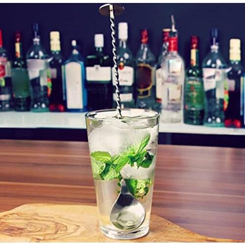 High Quality Stainless Steel Cocktail Bar Spiral Pattern Drink Shaker Muddler Stirrer Twisted Mixing Spoon Kitchen supplies