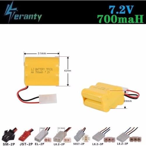 Upgrade 7.2v 700mah NiCD Battery charger set For Rc Toys Cars Tanks Truck Robot Gun Boat AA Ni-CD 7.2v Rechargeable Battery Pack