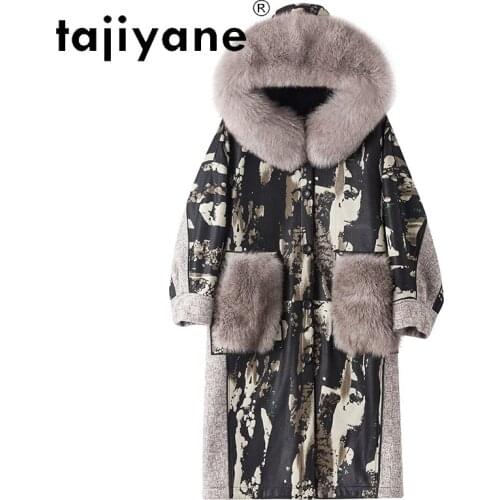 Winter Women Clothes Real Leather Jackets Woman Genuine Sheepskin Coat Female Fox Fur Collar Hooded Parkas Casaco TN760