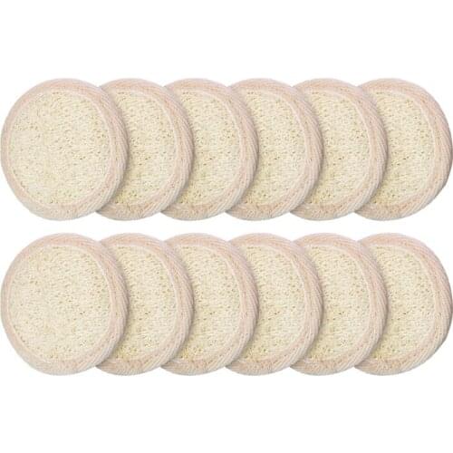 12 Pcs Exfoliating Loofah Pad Body Scrubber Round Bath Shower Loofah Sponge Pad Natural Exfoliating Scrubber Brush