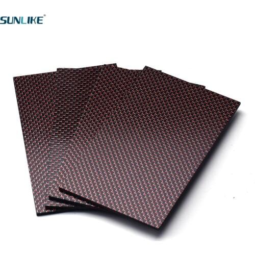 200x400mm 3k Colered Carbon Fiber Sheet Red And Sivler Thread Weave Glossy Matte Surface Carbon Fiber Panel Plate Board
