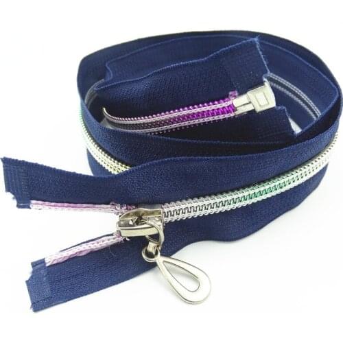 50 Pcs Nylon Colorful Tooth Gradient 5# Opening Zipper 60Cm (24 Inches)