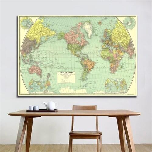 59*42cm World Map Classic Edition Wall Paper Non-woven Vinyl Spray Map Without National Flag Office School Poster Supplies