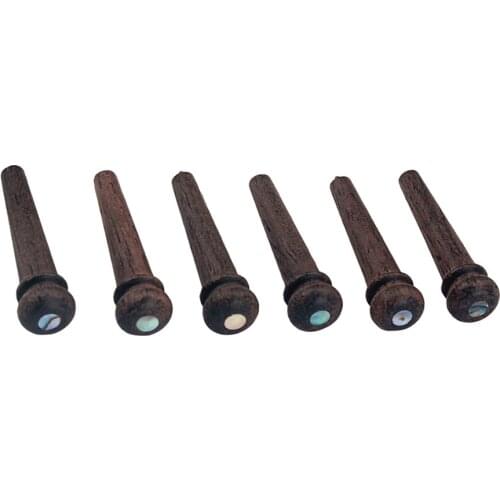 6 Pcs Rosewood Guitar Bridge String Pins Pegs with Inlay Dot for Acoustic Guitar