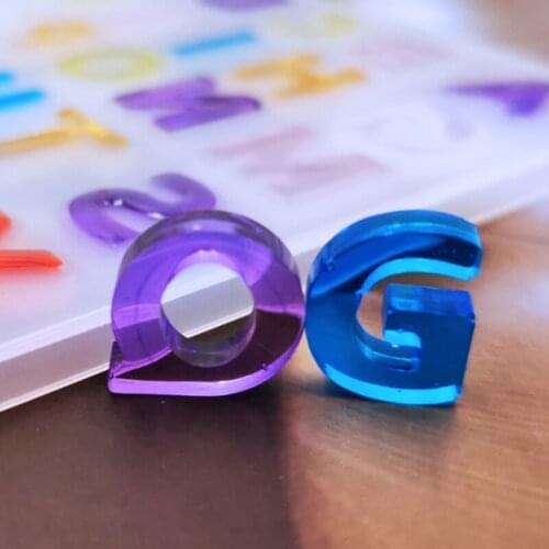 Alphabet Crystal Epoxy Resin Mold English Letters Number Pendant Silicone Mould