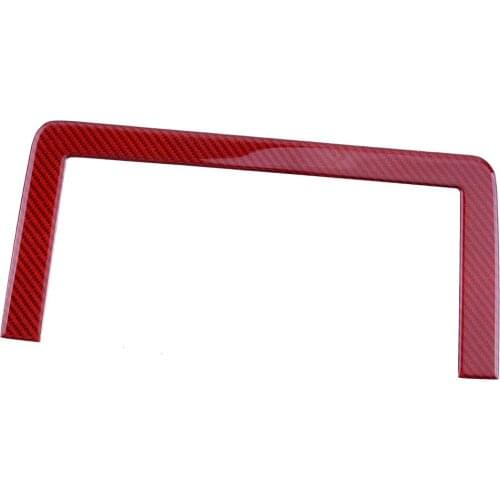 Car Red Carbon Fiber GPS Navigation Panel Cover Trim Decoration Fit For Dodge Challenger 2008 2009 2010 2011 2012 2013 2014
