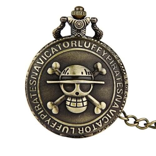 Bronze antiques One piece skulls Modern hours ancient ghost bones FOB chain pocket watches gift