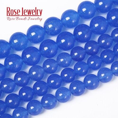 Natural Stone Beads Blue Chalcedony Jades Round Loose Beads for Jewelry Making Diy Bracelet 4/6/8/10/12 Mm 15 Inches Wholesale