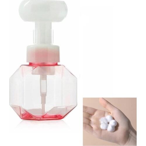 300ml Flower Shape Foam Soap Bottle Dispenser Foaming Pump Plastic Clear Bottle Travel Shower Gel Shampoo Foam Pump Bottle