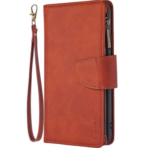 FLOVEME 9 Card Slots Leather Wallet Case For iPhone 12 11 Pro MAX 7 8 Plus XR XS Max XS 12 Pro Flip Cover with Lanyard Holster