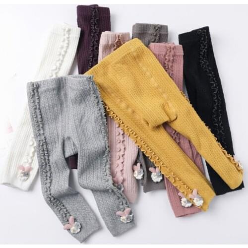 Kids Cotton Warm Ribbed Leggings Toddler Girls Solid Shaping Princess Lace Ruffle Pants Children Cute Trousers Baby Accessories