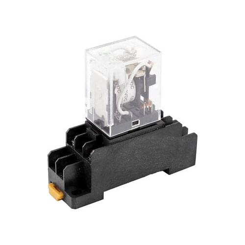 HH52PL DC 12V Coil DPDT 8Pin 35mm DIN Rail Electromagnetic Power Relay