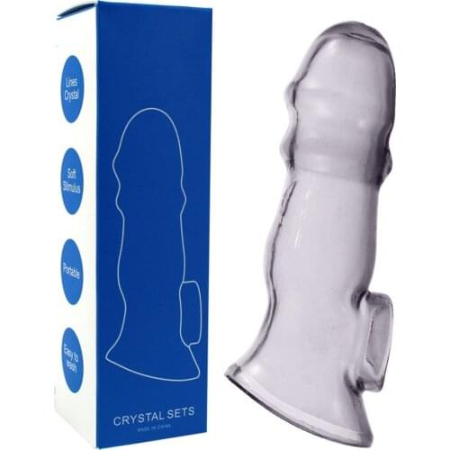 Dildo Silicone Reusable Condoms For Penis Enlargement Thick Penis Sleeve Extender Cock Rings Intimate Goods Erotic Sex Toys