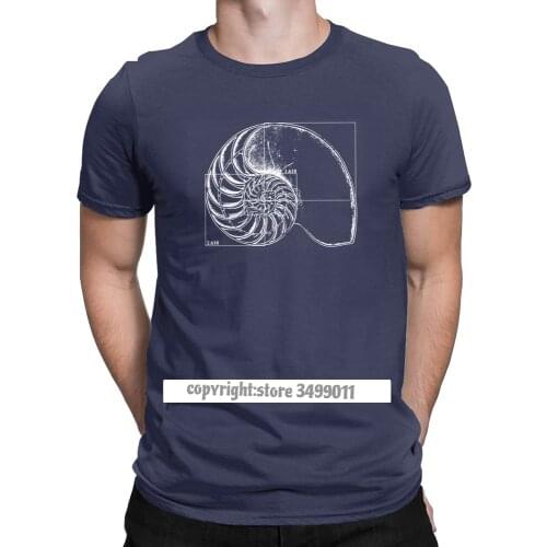 Fibonacci On A Nautilus Tshirts Men Cotton Vintage Tee Shirt Math Science Tee Shirt Camisas Hombre