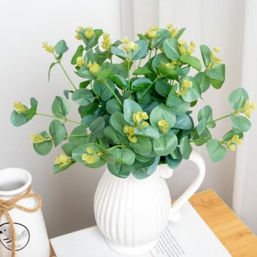 Artificial Simulation Hand Made Green Eucalyptus Fake Plant Put Bunch Branch Eucalyptus Family Room Decoration