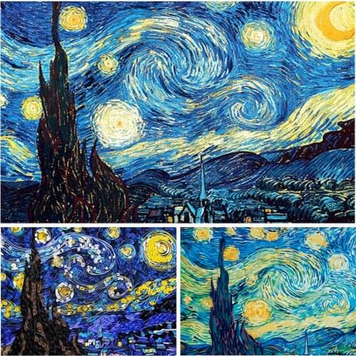 5D DIY Diamond Painting Van Gogh Starry Sky Diamond Embroidery Cross Stitch Kit Abstract Mosaic Art Picture Home Decoration Gift