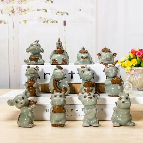 Zodiac set pieces ceramic cute mouse Cows rabbit snake The horses sheep dog Rich pig household decorative arts and crafts