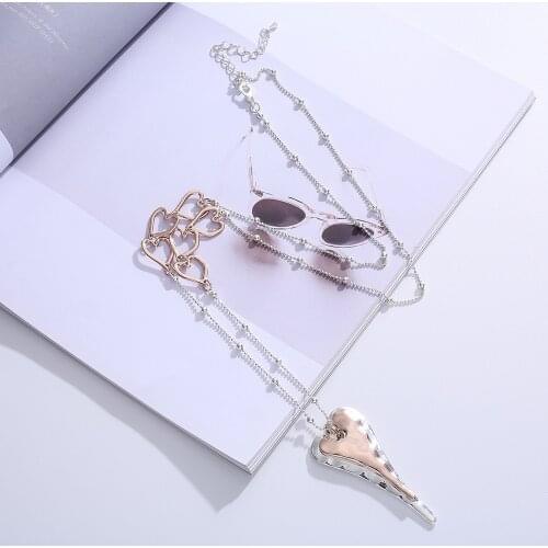 Korean Fashion Metal Peach Heart Shape Pendant Necklace for Women Elegant Vintage Long Chain Necklaces Gift New
