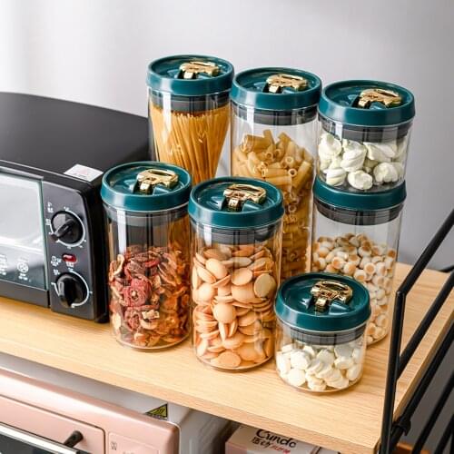 Kitchen hermetic lucid food scrub glass storage bottle jars sets with lid