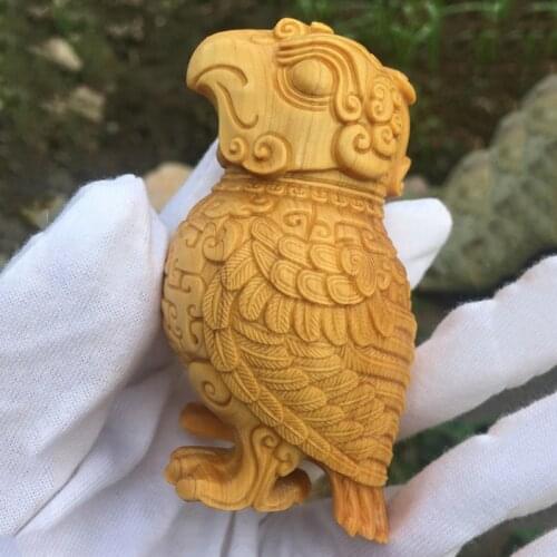 Solid wood bird model statue Spring and Autumn and Warring States Period Zizhuo birdzun Home decoration statue collectibles