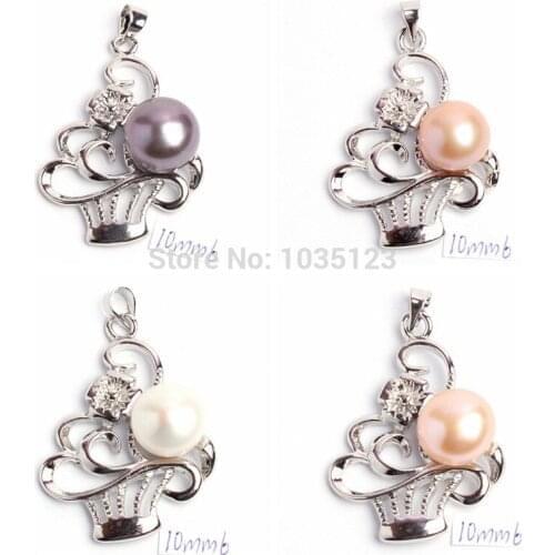 High Quality 10mm Pretty Natural 4 Color Freshwater Pearl Fashion Pendants wj141