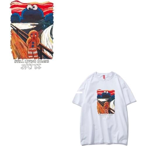 Fashion Trend DIY T-shirt Red Monster Ironing Patches Clothing Application Vinyl Heat Transfer Clothes Sticker Appliques Decor