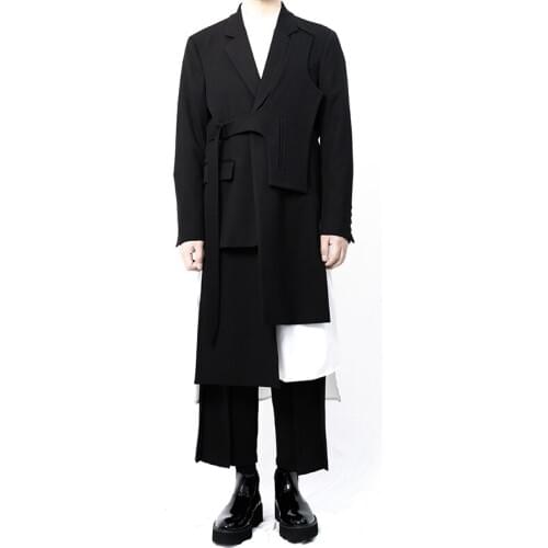 2020 The high quality New autumn winter in the long asymmetrical irregular dark mens suits M-6XL! Big yards mens clothing